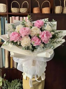 Bó hoa mẫu đơn Peony đỏ nhập khẩu cao cấp